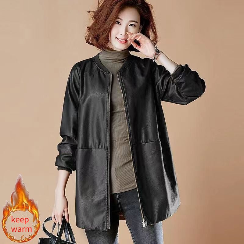 Women's Mid Length Leather Jacket