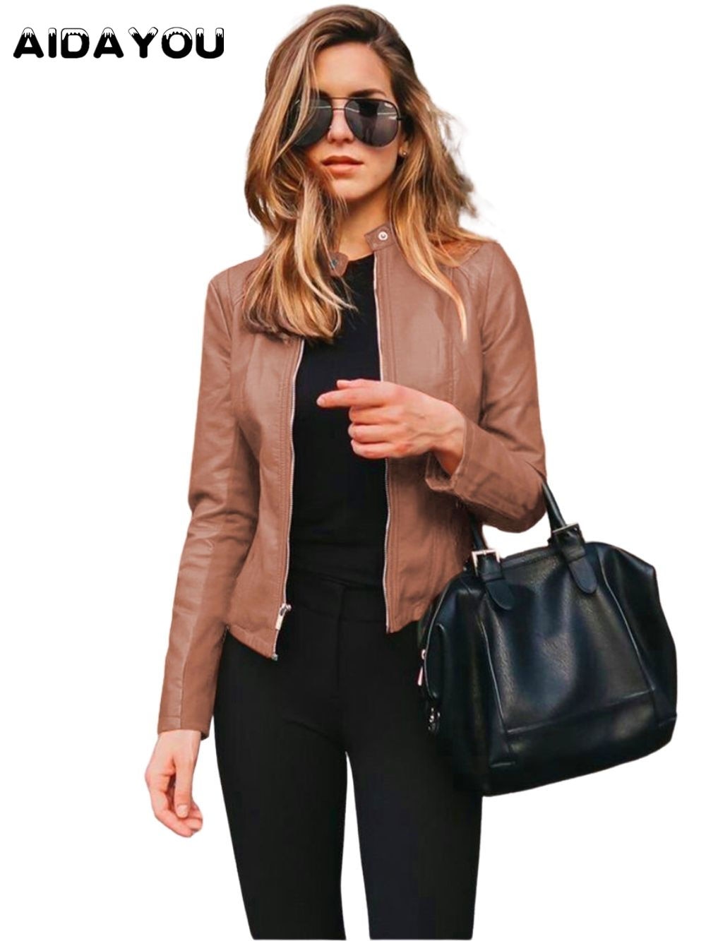 Urban Chic: AIDAYOU Faux Leather Jacket for Women