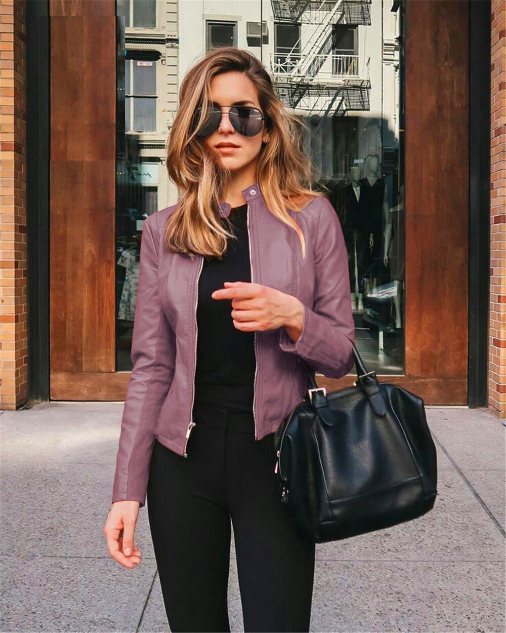 Urban Chic: AIDAYOU Faux Leather Jacket for Women