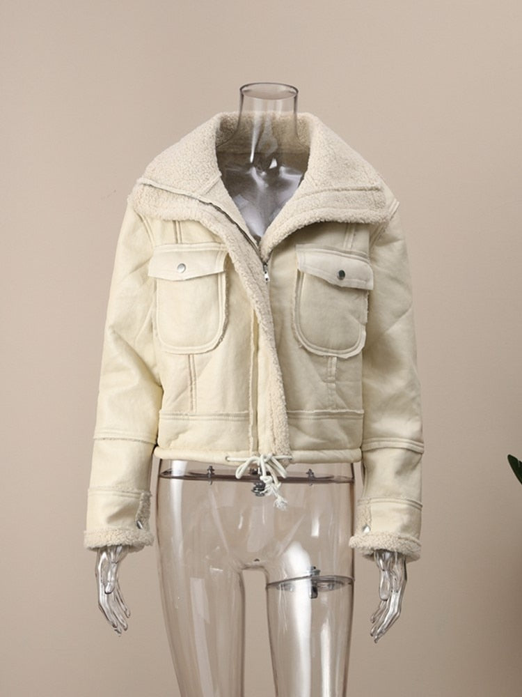 Urban Chic: Winter Faux Leather Jacket for Women