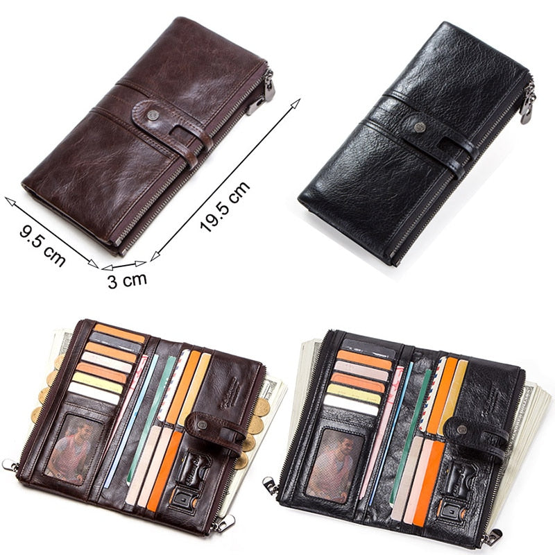 Genuine Leather Wallets for Men Long Casual