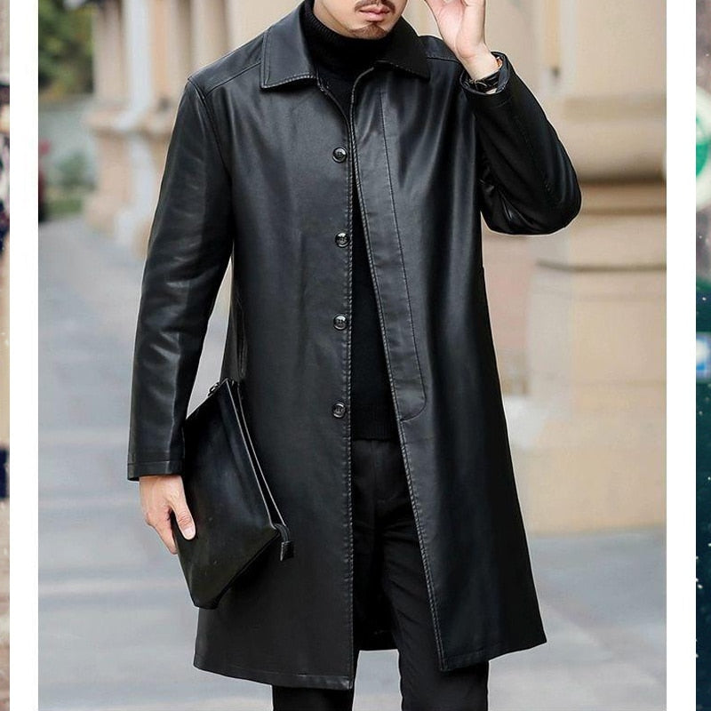 Brand Leather Jackets Men Cashmere Coats