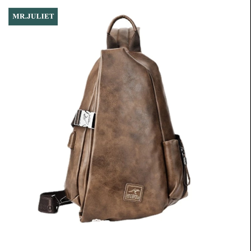 Men's Large Capacity Leather Chest Bag