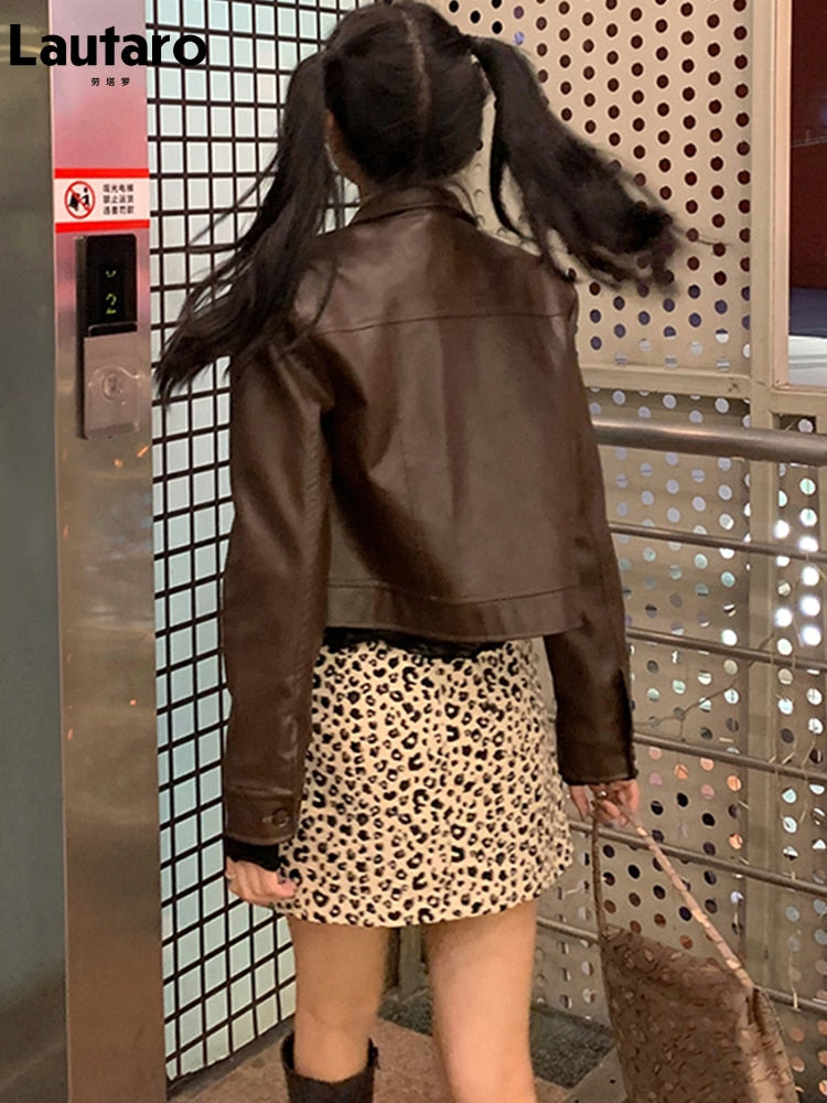 Sophisticated Style: Lautaro Spring Autumn Short Faux Leather Jacket