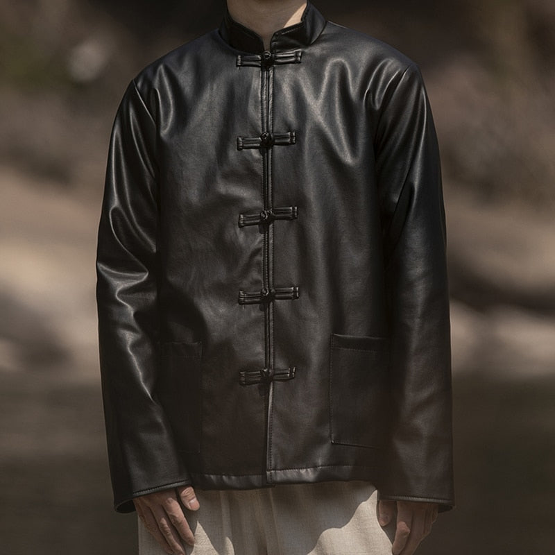 Classic Men's Regular Faux Leather Casual Jacket