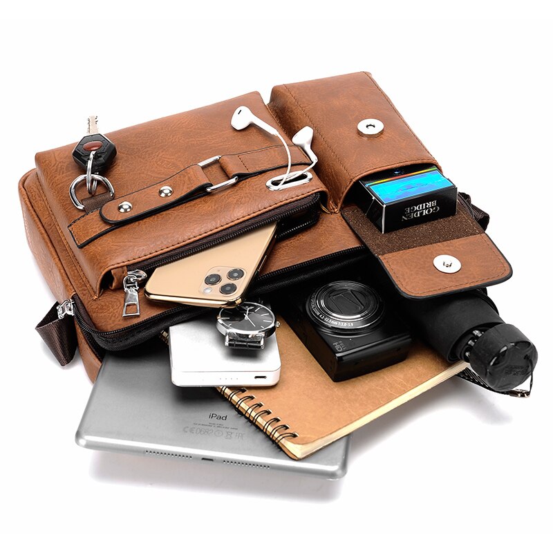 Men's Shoulder Bag Portable PU Leather