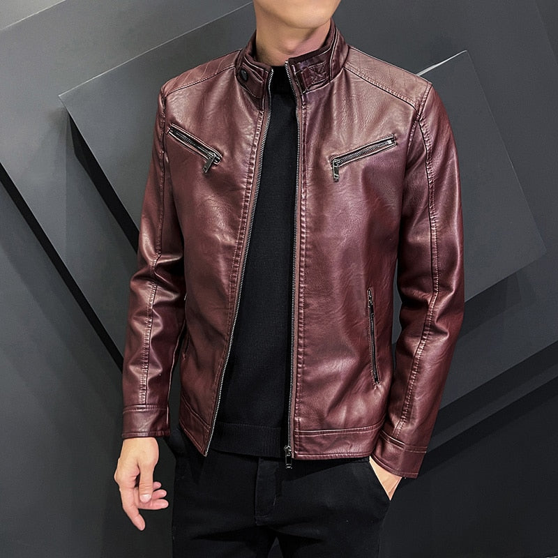 Winter New Fashion Youth Biker Leather Jacket