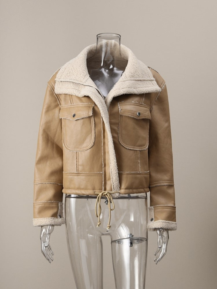 Urban Chic: Winter Faux Leather Jacket for Women