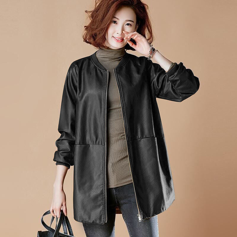 Women's Mid Length Leather Jacket