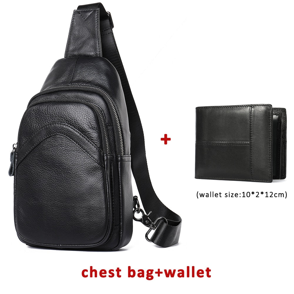 Men's Chest Bag Genuine Leather