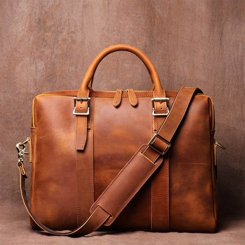Vintage-style Leather Briefcase (15 inches)