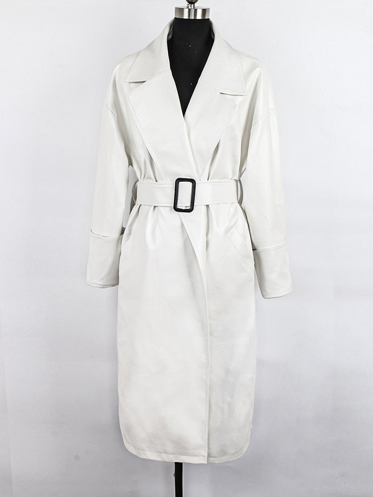 Urban Chic: Lautaro X-Long Oversized Leather Trench Coat