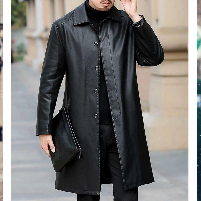 Brand Leather Jackets Men Cashmere Coats