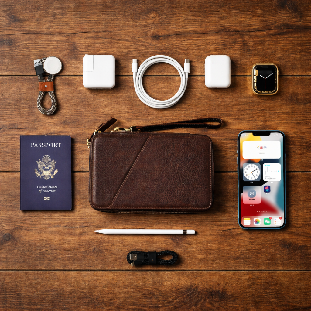 Leather Tech Organizer Pouch