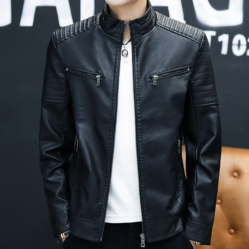 Men Leather Suit Jacket Men Slim Fit