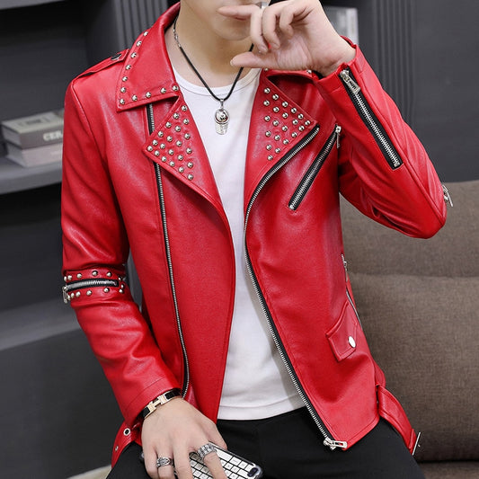 Oblique Zipper Leather Jacket Youth Trendy
