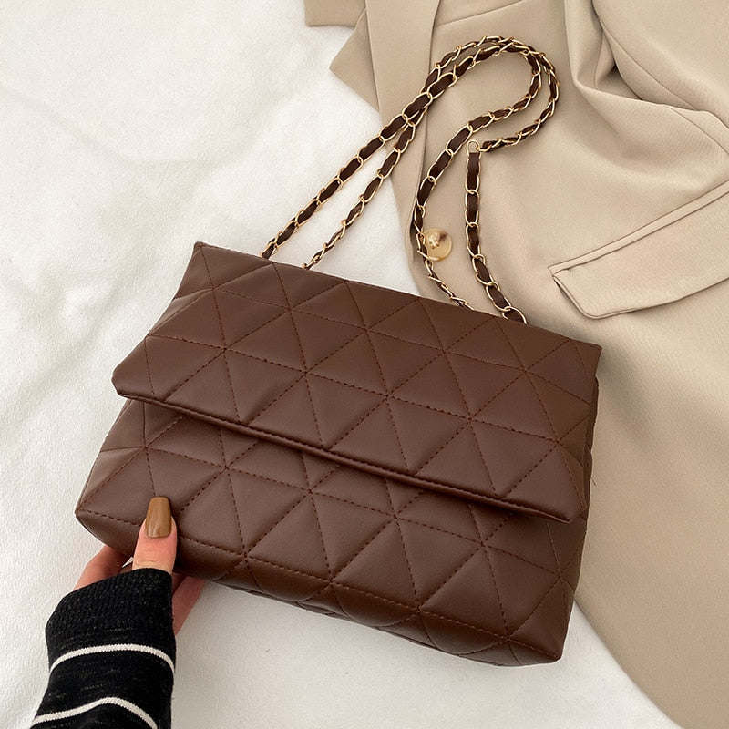 Chic Plaid PU Leather Women's Shoulder Bag