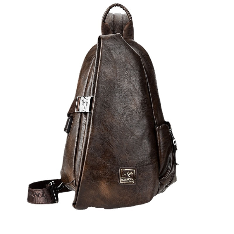 Men's Large Capacity Leather Chest Bag