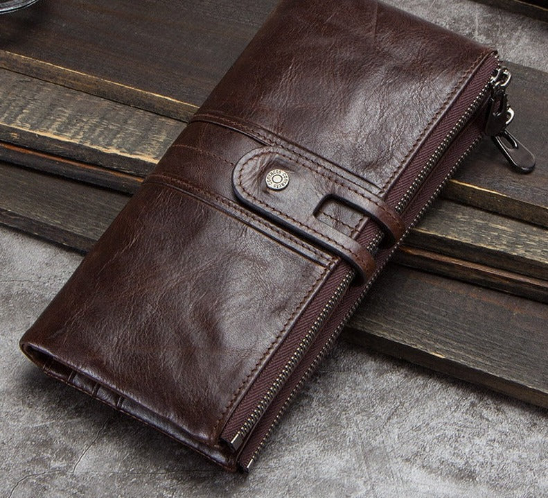 Genuine Leather Wallets for Men Long Casual