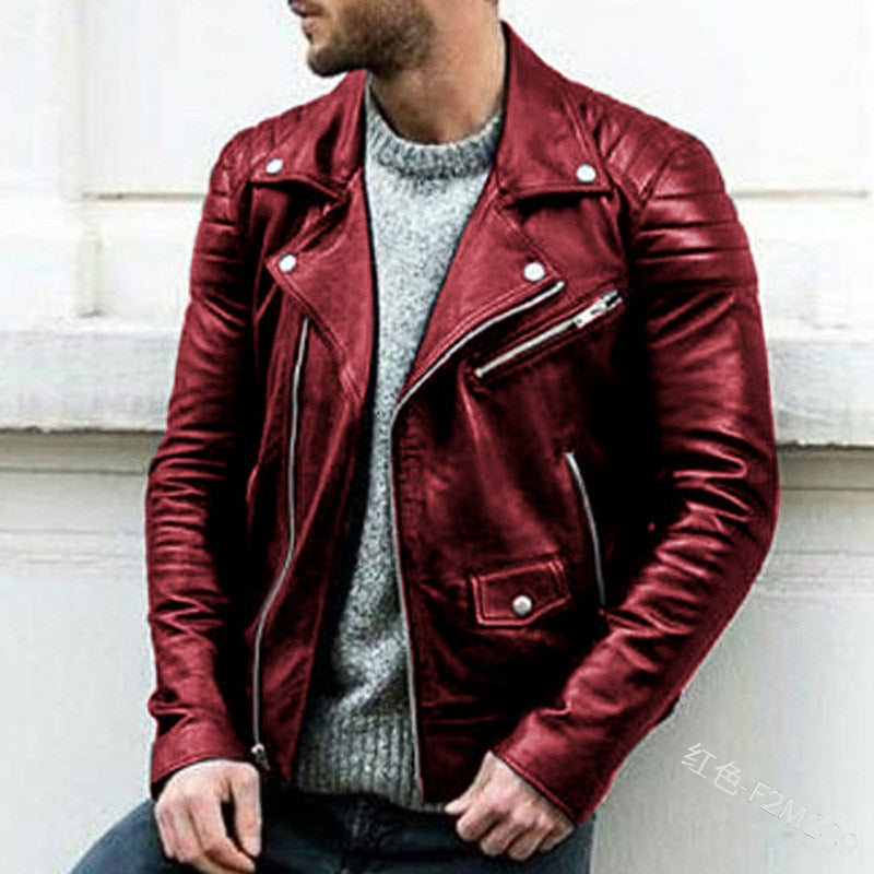 Men's Thick Winter Faux Leather and Faux Fur Jack