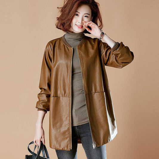Women's Mid Length Leather Jacket