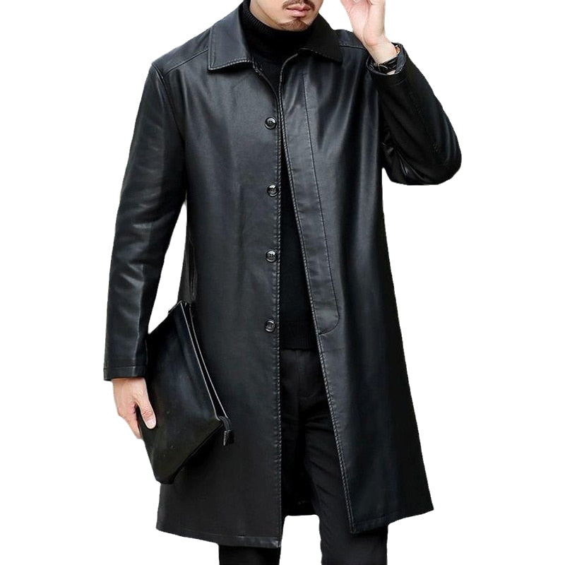 Brand Leather Jackets Men Cashmere Coats