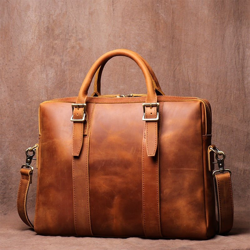 Vintage-style Leather Briefcase (15 inches)