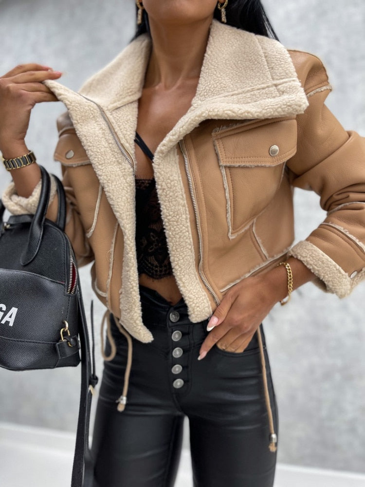 Urban Chic: Winter Faux Leather Jacket for Women
